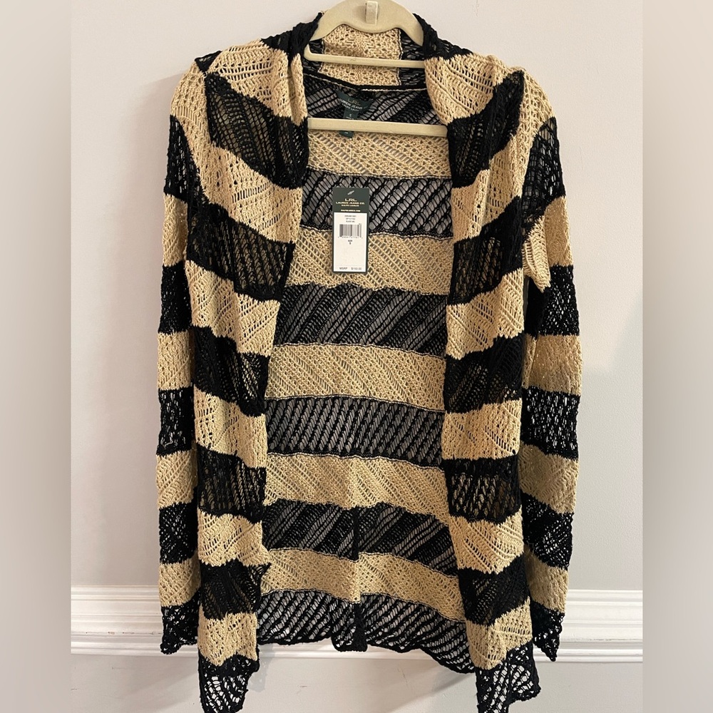 Ralph Lauren Black and Cream Knit Sweater